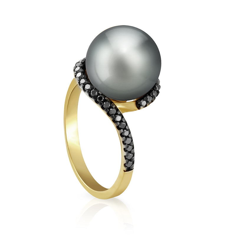 Gold Pearl Ring - 18 Carat Yellow and White | Coleman Douglas Pearls |  Pearls.co.uk