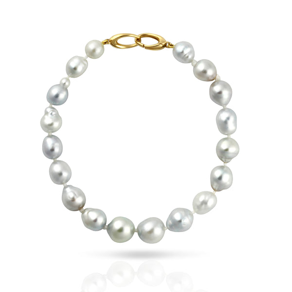 Tahitian Metallic Pearl Bracelet - Baroque 18cm  - STBRYGMEBQ0002 - NANIHI  TAHITIAN  PEARLS